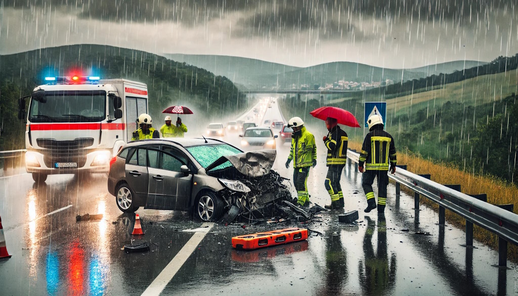 Highway accident in Croatia: four seriously injured persons and significant material damage in a two-car collision