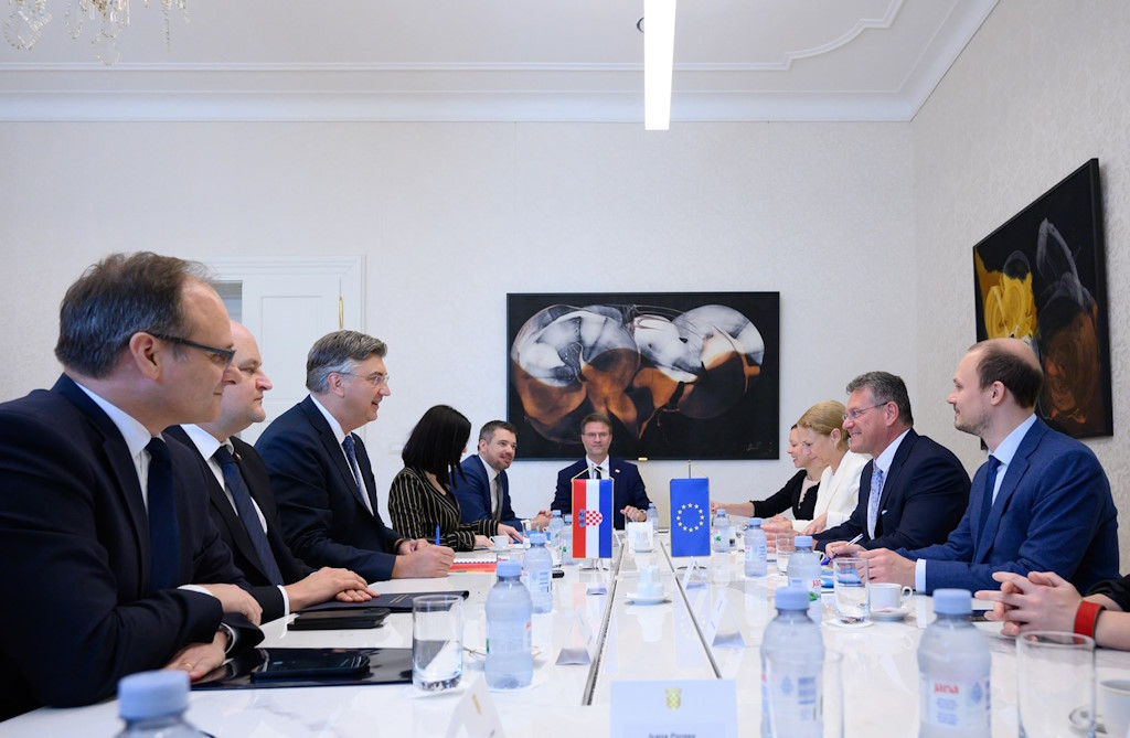 Prime Minister Plenkovic and Maroš Šefčovič discuss green transition and economic growth in Croatia