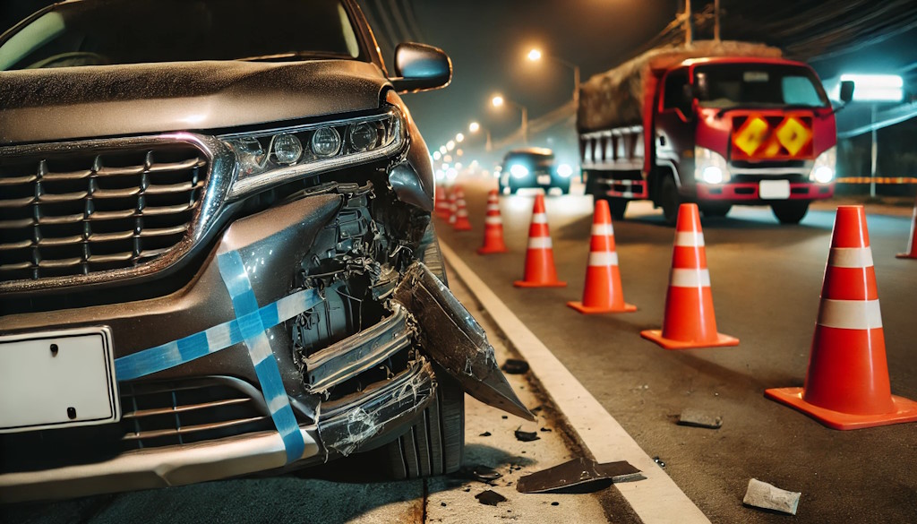 A driver under the influence of alcohol caused an accident on the A3 highway due to non-compliance with temporary signage and hitting plastic obstacles